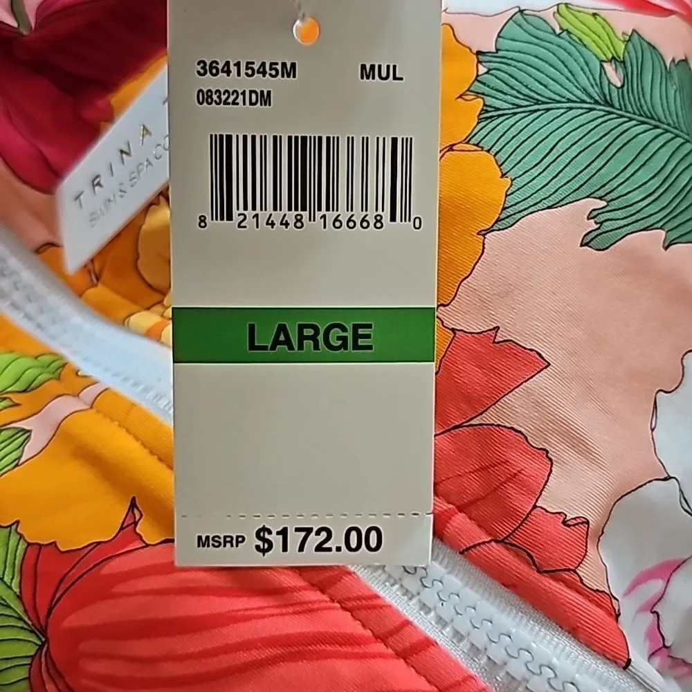 Trina Turk Women's Floral Print Long Sleeves Paddle Suit Swimsuit Size large